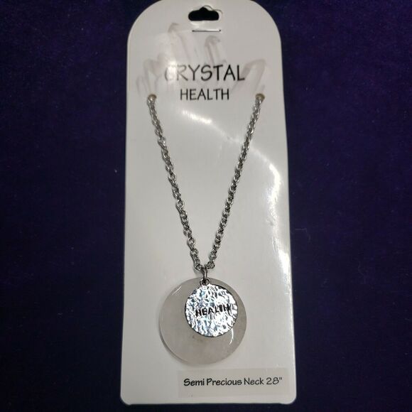 Crystal Health Semi Precious Real Quartz Stone, 28" Silver Tone Chain, NWT - Picture 6 of 10